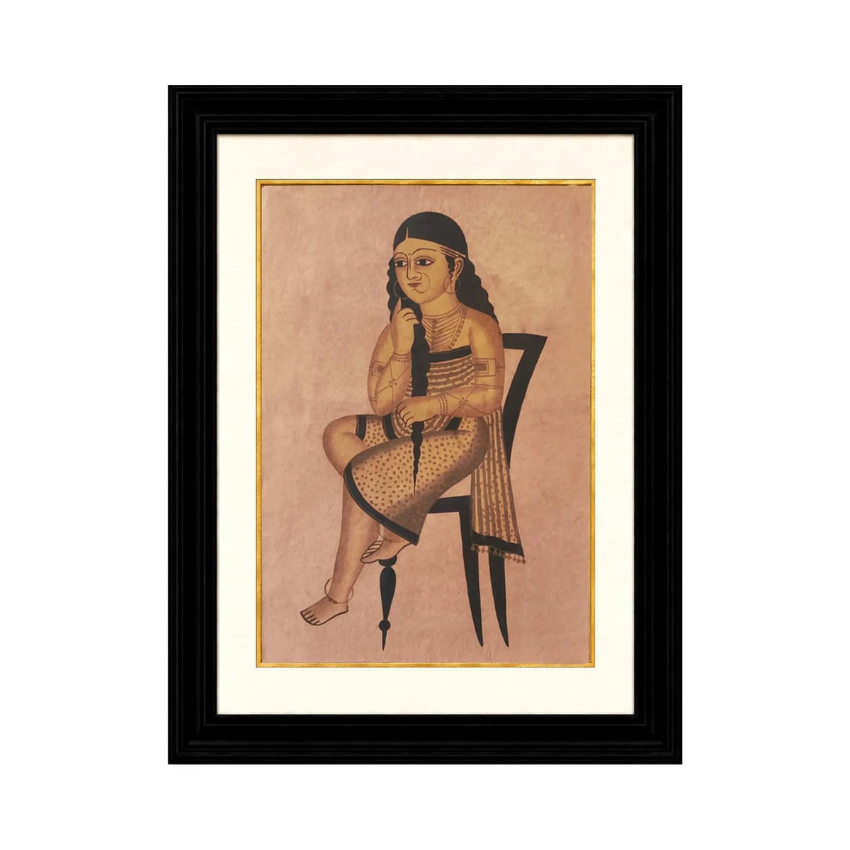 Arzaani 
Woman Holding her Braid
Kalighat Paintings
30-40 years old