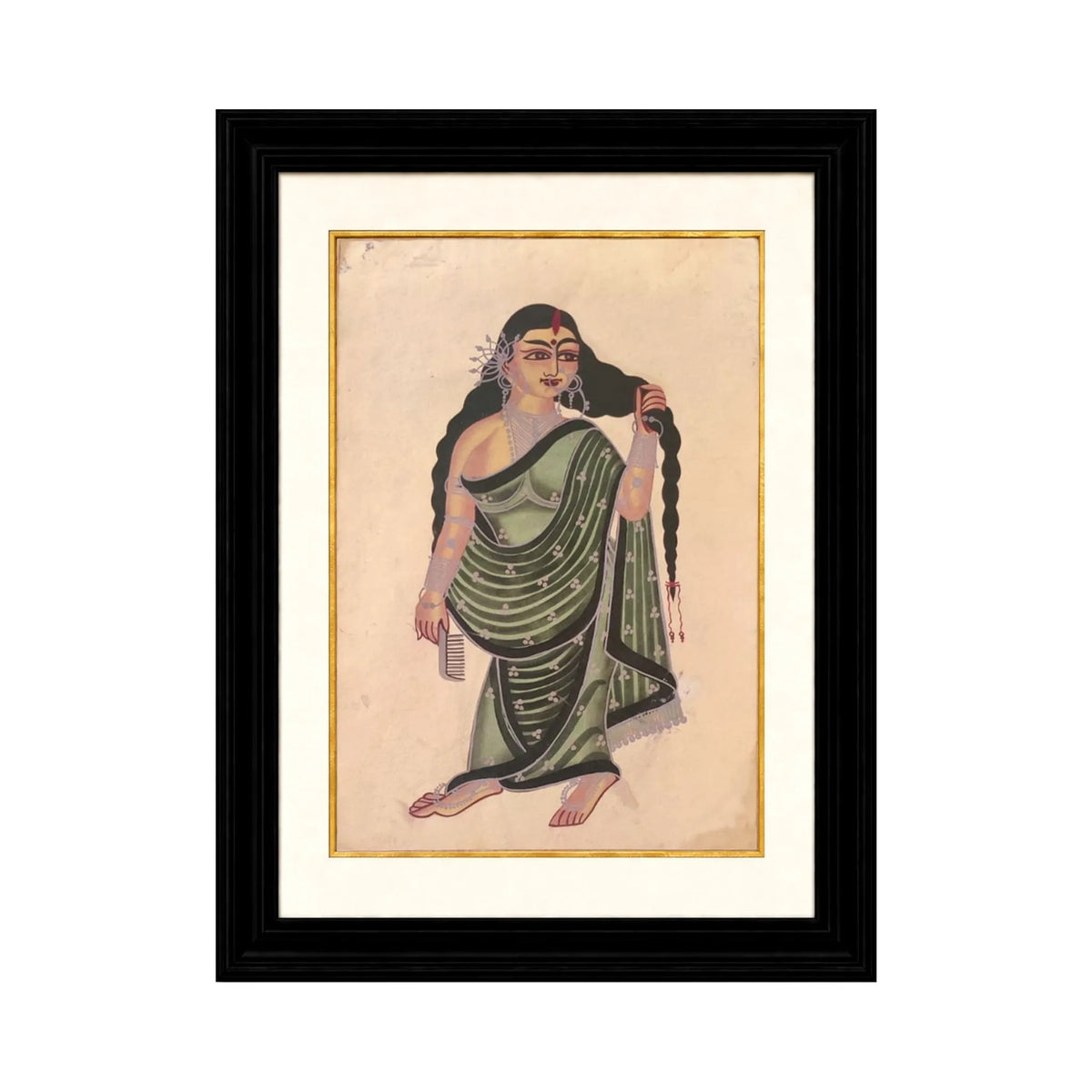 Arzaani 
Woman with a Long Braid 
Kalighat Paintings
30-40 years old